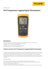 Thumbnail of document Data Sheet - 53 II Temperature Logging Digital Thermometer
